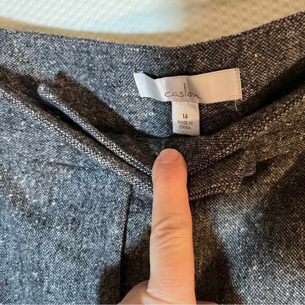 Caslon Grey Wool Blend Tweed Cropped Trouser Pants Size 14 Career Workwear Cuffs - Picture 7 of 11